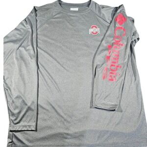 Columbia PFG Shirt Mens XXL Grey Ohio State Buckeyes Long Sleeve Fishing Tee